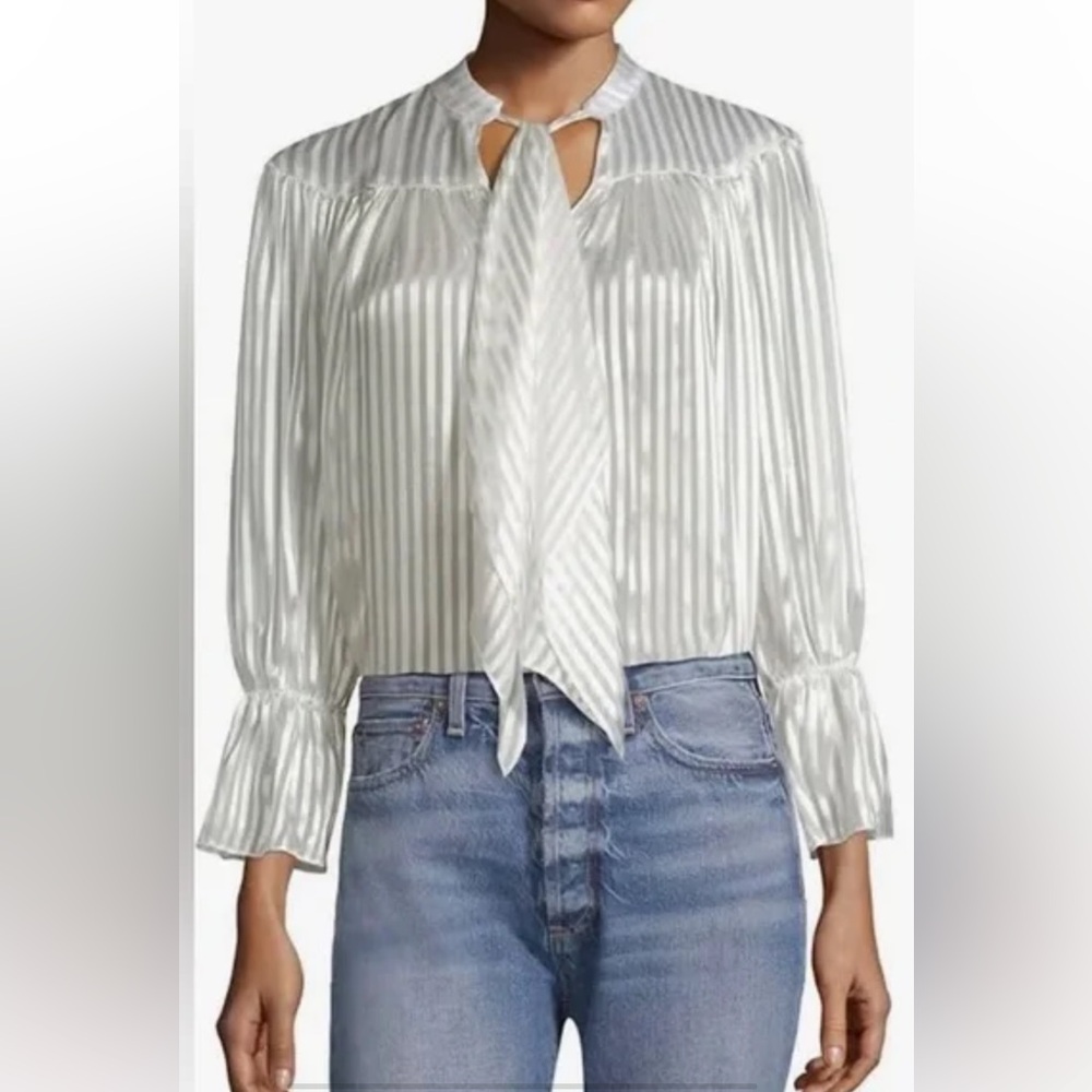 Elegant White Striped Women's Top